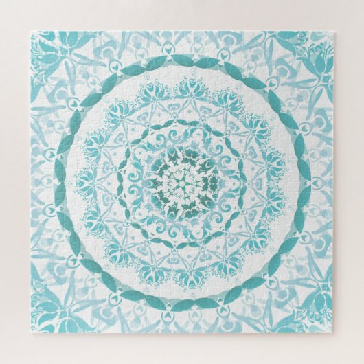 Puzzle Mandala blanc turquoise (Horizontal)