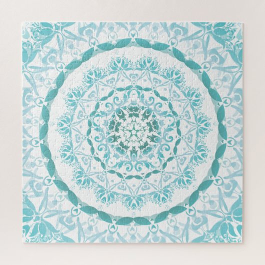 Puzzle Mandala blanc turquoise (Vertical)