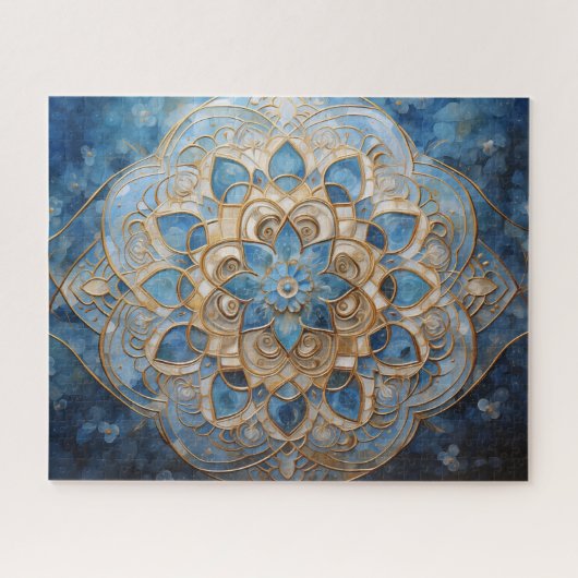 Puzzle Mandala Blue Gold (Horizontal)