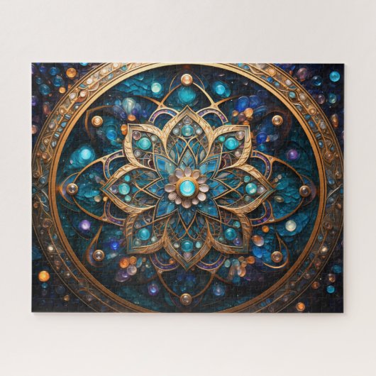 Puzzle Mandala Blue Gold (Horizontal)