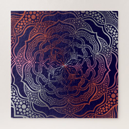 Puzzle Mandala Boho Chic Elegant Rose de la Marine Gold (Vertical)