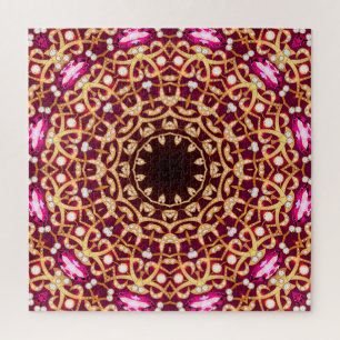 Puzzle Mandala broch, arrière - plan vintage géométrique.