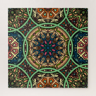 Puzzle Mandala coloré : Vintage main florale tirée