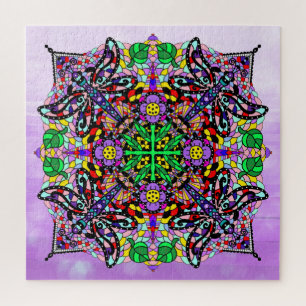 Puzzle Mandala couleur violet dragonfly