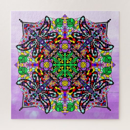 Puzzle Mandala couleur violet dragonfly (Vertical)
