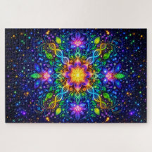 Mandala d'ADN cosmique et flore néon : Maximaliste