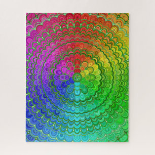 Puzzle Mandala de fleur d'arc-en-ciel