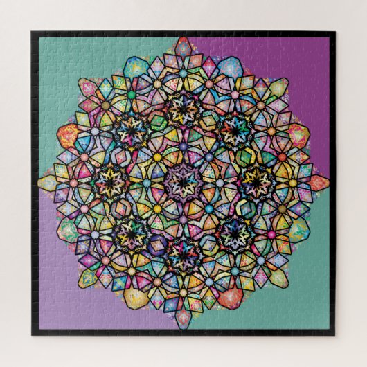 Puzzle Mandala de grande couleur 4 Carrés : Aubergreen (Vertical)