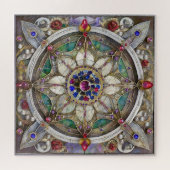 Puzzle Mandala de rubis, d'améthyste, de saphir et de per (Horizontal)