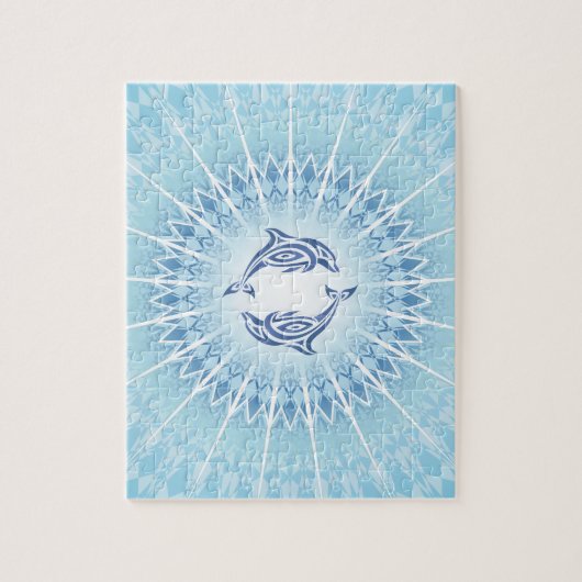 Puzzle Mandala des dauphins bleus (Vertical)