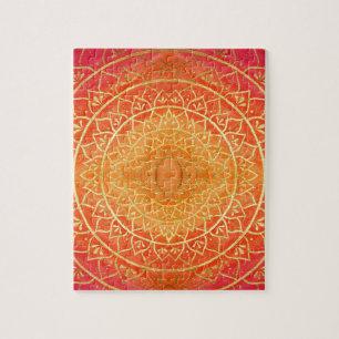 Puzzle Mandala d'or rouge orange
