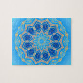 Puzzle Mandala en bleu électrique et turquoise (Horizontal)