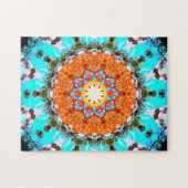 Puzzle Mandala en forme d'étoile bleu et orange lumineux (Horizontal)