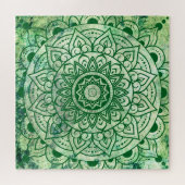 Puzzle Mandala ethnique bohème vert stylé (Horizontal)