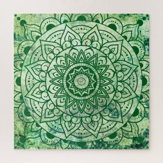 Puzzle Mandala ethnique bohème vert stylé (Vertical)