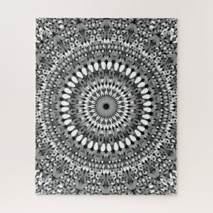 Puzzle Mandala fleuri gris de gravier