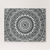 Puzzle Mandala fleuri gris de gravier (Horizontal)