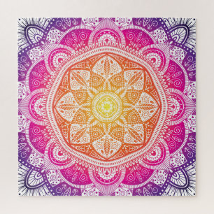 Puzzle Mandala fleuri ornemental : vintage coloré.