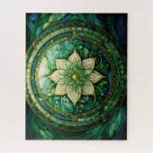 Puzzle Mandala Green Blue Gold (Vertical)