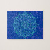 Puzzle Mandala in Sky Nebula and Stars Galaxy Blue (Horizontal)