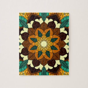 Puzzle Mandala Motif 2002 en jaune et bronzette