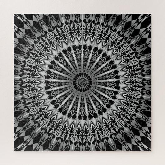 Puzzle Mandala noir argent (Vertical)
