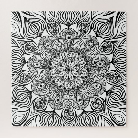 Puzzle Mandala noir et blanc Trippy Psychedelic Hippie (Vertical)