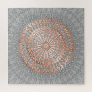 Puzzle Mandala rose de gris d'or
