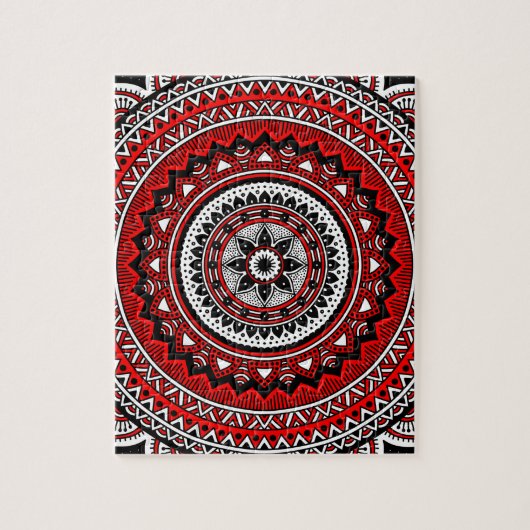 Puzzle Mandala rouge et noir (Vertical)