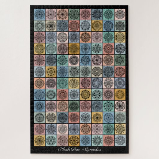 Puzzle Mandalas en dentelle noire (Vertical)
