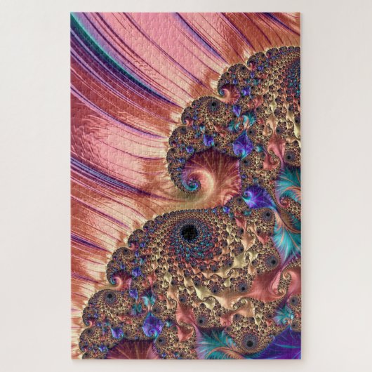 Puzzle Mandelbrot Set Art numérique fractal rose et or (Vertical)