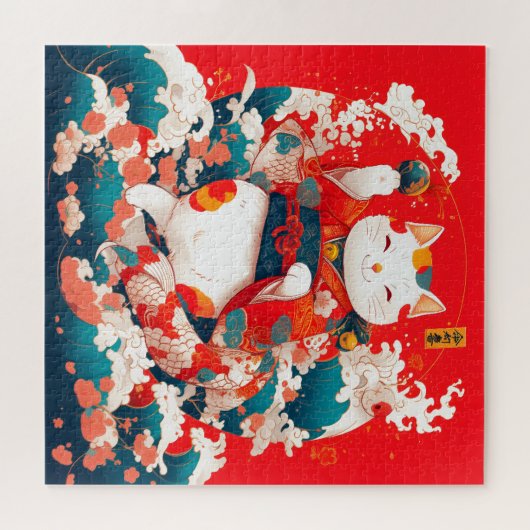 Puzzle Maneki-Neko, Chat japonais chanceux (Horizontal)