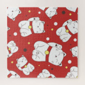 Puzzle Maneki-Neko chat, motif japonais de doodle. (Horizontal)