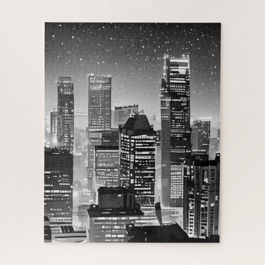 Puzzle Manhattan Under the Stars en noir et blanc (Vertical)