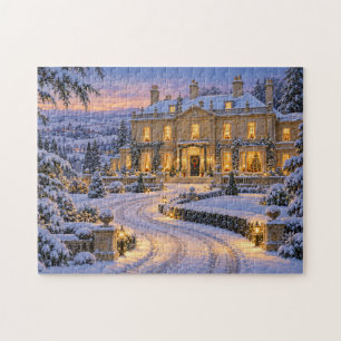 Puzzle Manoir anglais de campagne enneigé pour Noël