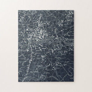 Puzzle Map of Zeppelin and aeroplane bombs on London