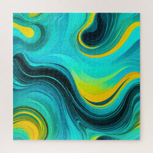 Puzzle « Marbella » Bleu Jaune Tourbillons Vagues