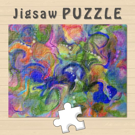 Puzzle Marbling Art abstrait bleu vert orange -