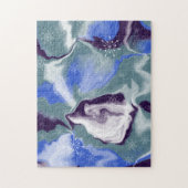 Puzzle Marbling Art Janvier bleu turquoise blanc (Vertical)
