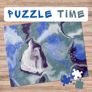 Puzzle Marbling Art Janvier bleu turquoise blanc