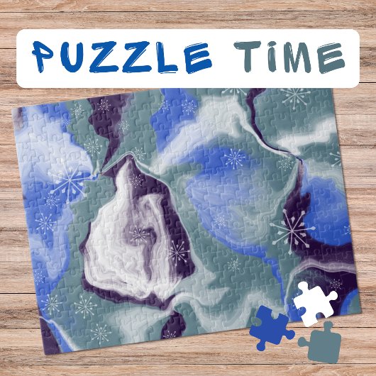 Puzzle Marbling Art Janvier bleu turquoise blanc