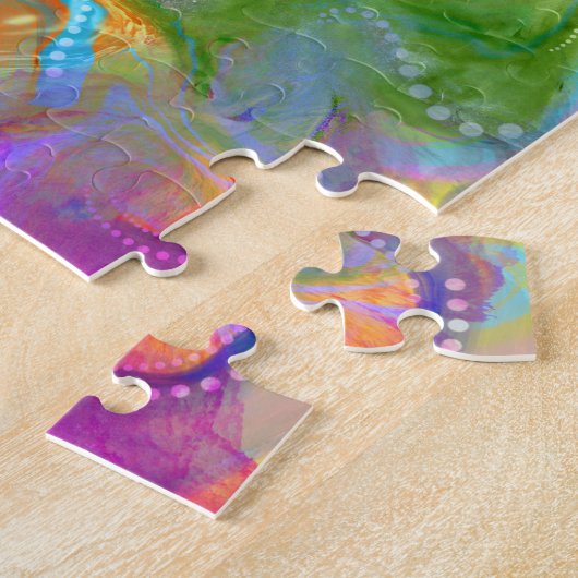 Puzzle Marbling Art Mai bleu vert orange - difficile (Côté)