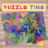 Puzzle Marbling Art Mai bleu vert orange - difficile