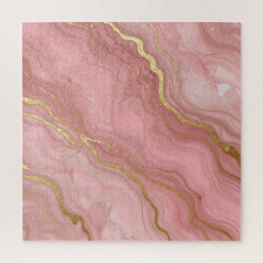Puzzle Marbre Abstrait Luxueux en Or Rose (Vertical)