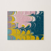 Puzzle Marbre Abstrait moderne Ebru Motif Turquoise et ro (Horizontal)