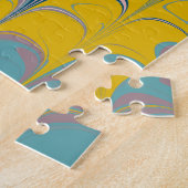 Puzzle Marbre Abstrait moderne Ebru Motif Turquoise et ro (Côté)