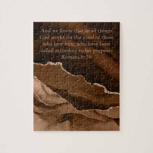 Puzzle Marbre Agate Brown Or Bible Verse Romans 8 (Vertical)