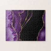 Puzzle Marbre d'agate noir violet Glamour foncé Doré (Horizontal)