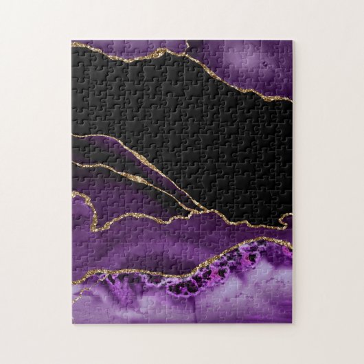 Puzzle Marbre d'agate noir violet Glamour foncé Doré (Vertical)