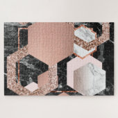 Puzzle marbre d'or rose géométrique (Horizontal)